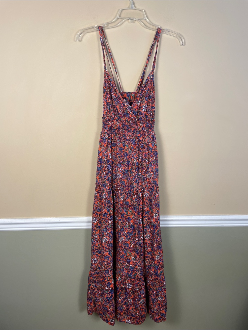 Universal Thread Women’s Boho Floral Print Crossover Straps Tank Maxi Dress